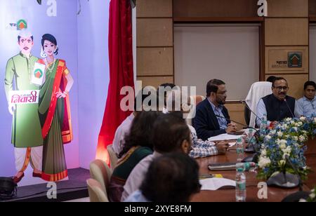 Mumbai, Inde. 28 août 2024. MUMBAI, INDA - AOÛT 28 : lancement de la nouvelle mascotte Mhada au siège de Bandra le 28 août 2024 à Mumbai, en Inde. (Photo de Satish Bate/Hindustan Times/Sipa USA) crédit : Sipa USA/Alamy Live News Banque D'Images