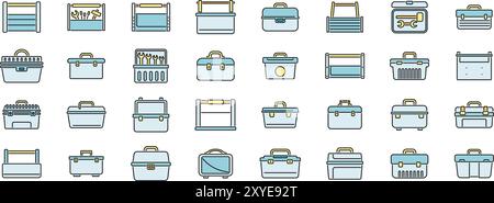 Cette illustration vectorielle présente différents types de boîtes à outils pour les travaux de construction et de réparation Illustration de Vecteur