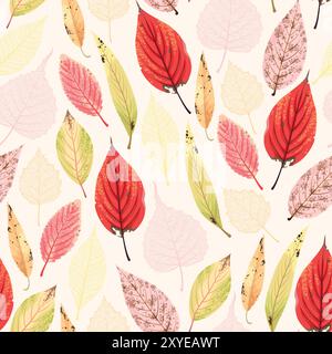 Modèle sans couture d'automne avec des feuilles qui tombent Illustration de Vecteur