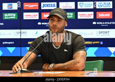 Roma, Italie. 29 août 2024. Stadio Olimpico, Roma, Italie - Marcell Jacobs 100m hommes pendant la conférence de presse Rome Golden Gala Diamond League Athletics, 29 août 2024 (photo par Roberto Ramaccia/Sipa USA) crédit : Sipa USA/Alamy Live News Banque D'Images
