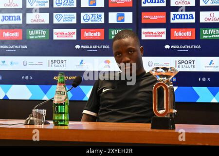 29 août 2024, Stadio Olimpico, Roma, Italie ; Conférence de presse Rome Diamond League Athletics ; Letsile Tebogo 100m hommes Banque D'Images