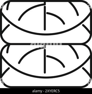 Icône de ligne simple de deux rouleaux kimbap avec un remplissage visible Illustration de Vecteur