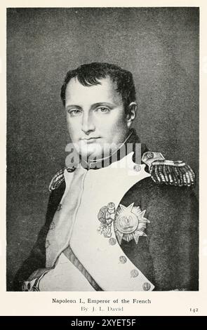 Napoléon Ier, Empereur des Français par J. L. David Napoléon Bonaparte (né Napoléon di Buonaparte ; 15 août 1769 - 5 mai 1821), plus tard connu sous son nom régnal Napoléon Ier, était un officier militaire et homme d'État français qui a pris de l'importance pendant la Révolution française et a mené une série de campagnes réussies à travers l'Europe pendant la Révolution française et les guerres napoléoniennes de 1796 à 1815. Il est le chef de la République française en tant que premier consul de 1799 à 1804, puis de l'Empire français en tant qu'empereur des Français de 1804 à 1814, et brièvement à nouveau en 1815. Banque D'Images