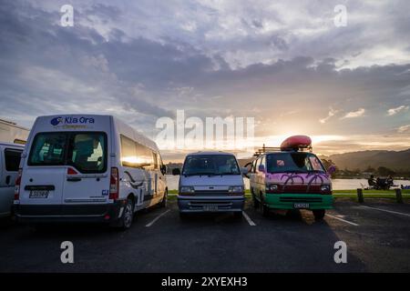 Camping liberté à Tairua, Waikato, Île du Nord, Nouvelle-Zélande Banque D'Images