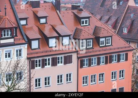 Vue aérienne de maisons à Nuremberg, en Franconie en Bavière Banque D'Images