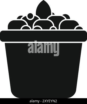 Icône vectorielle simple d'un panier à linge débordant de vêtements, parfait pour les sites Web et les applications liées au nettoyage et aux tâches ménagères Illustration de Vecteur