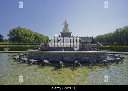 Fontaine de Latona, Diana, Apollo, Water Feature, Herreninsel, Herrenchiemsee, Bernau am Chiemsee, Bernau, été, août, Chiemgau, Alpes de Chiemgau, Bavar Banque D'Images