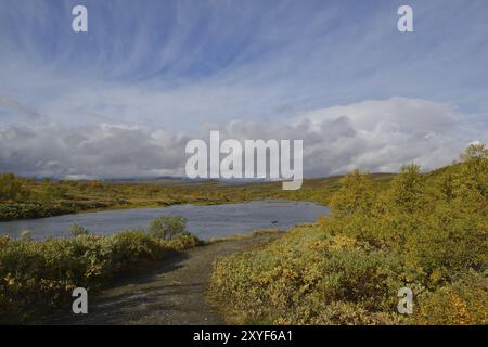 Sur la route sauvage (Vildmarksvaegen en suédois) le long de la frontière suédoise-norvégienne, Vildmarksvaegen en suède en automne Banque D'Images