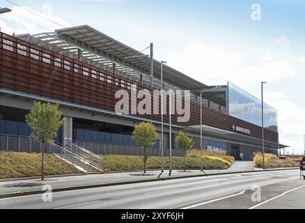 La station Barking Riverside nouvellement achevée dans l'est de Londres, Royaume-Uni. Une partie de la nouvelle extension ferroviaire Overground à ce nouveau développement résidentiel majeur. Banque D'Images