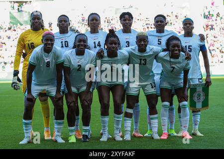 NANTES, FRANCE - JUILLET 28 : Nigeria lors du match féminin du Groupe C des Jeux Olympiques de Paris 2024 entre l'Espagne et le Nigeria au stade de la Beaujoire le 28 juillet, Banque D'Images