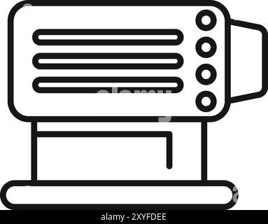 Simple icône noire et blanche d'un four électrique à convection, avec un ventilateur pour une répartition uniforme de la chaleur Illustration de Vecteur