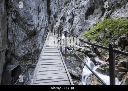 Pont dans la gorge Hoellentalklamm près de Garmisch, Bavière Banque D'Images