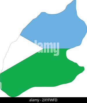 Drapeau de Djibouti sur la carte, carte de Djibouti avec drapeau, carte du pays, carte de Djibouti avec drapeau, drapeau de la Nation Djibouti Illustration de Vecteur