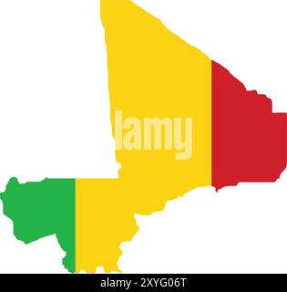 Drapeau Mali dans la carte, carte Mali avec drapeau, carte pays, carte Mali avec drapeau, drapeau de la nation Mali Illustration de Vecteur