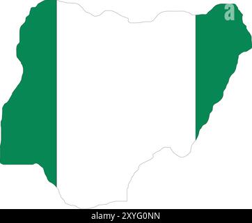 Drapeau du Nigeria sur la carte, carte du Nigeria avec drapeau, carte du pays, carte du Nigeria avec drapeau, drapeau de la Nation Nigeria Illustration de Vecteur