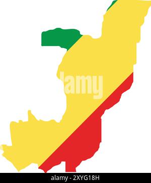 Drapeau de la République du Congo sur la carte, carte de la République du Congo avec drapeau, carte du pays, carte de la République du Congo avec drapeau, drapeau de la nation République du Congo Illustration de Vecteur