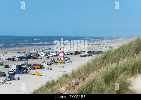 Plage Vejers Strand, plage de voitures, Danemark Banque D'Images