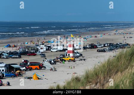 Plage Vejers Strand, plage de voitures, Danemark Banque D'Images