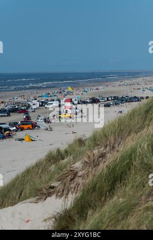 Plage Vejers Strand, plage de voitures, Danemark Banque D'Images