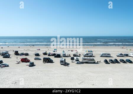 Plage Vejers Strand, plage de voitures, Danemark Banque D'Images
