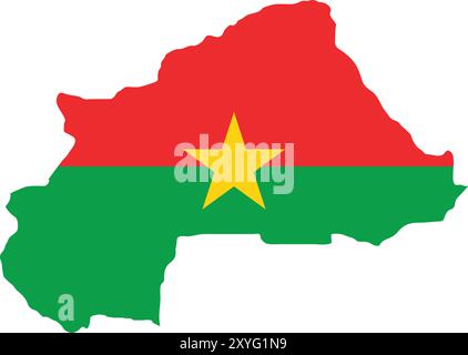 Burkina Faso drapeau dans la carte, carte Burkina Faso avec drapeau, carte du pays, carte Burkina Faso avec drapeau, drapeau de la nation Burkina Faso Illustration de Vecteur