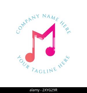 Simple minimaliste moderne lettre initiale M avec musique clef Note symbole pour Audio instrument Podcast illustration Vector Illustration de Vecteur