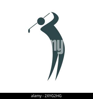 Simple minimaliste Human Hold Golf Stick pour Sport icône symbole illustration vecteur Illustration de Vecteur