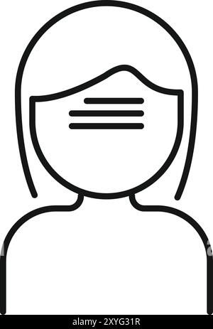 Illustration vectorielle minimaliste d'un personnage féminin portant un masque chirurgical, représentant des mesures de sécurité et des soins de santé Illustration de Vecteur