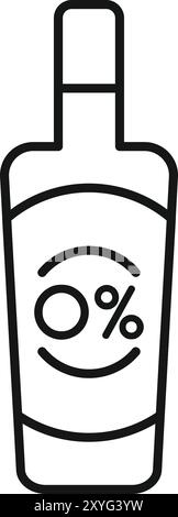 Icône vectorielle simple d'une bouteille avec une étiquette indiquant zéro pour cent de teneur en alcool Illustration de Vecteur