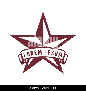 Rétro Vintage Texas Star avec ruban badge Emblem Label Stamp icône symbole illustration vecteur de conception Illustration de Vecteur