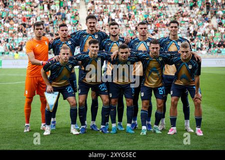 Croatie. 25 juillet 2024. Les joueurs de HNK Riejka s'alignent pour la photo de l'équipe avant le match de deuxième manche de l'UEFA Conference League entre NK Olimpija et HNK Rijeka à Ljubljana, Slovénie, le 28 août 2024. Photo : Matija Habljak/PIXSELL crédit : Pixsell/Alamy Live News Banque D'Images