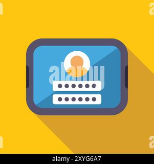 Le téléphone mobile affiche le profil utilisateur avec le formulaire de connexion et de mot de passe pour le site Web ou l'application Illustration de Vecteur