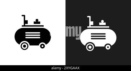 Contour de vecteur de signe de logo d'icône de compresseur en noir et blanc Illustration de Vecteur