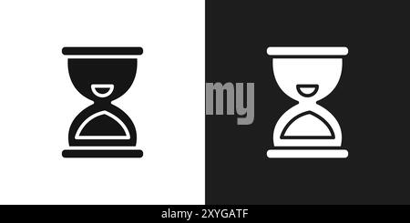 Contour de vecteur de signe de logo d'icône de fin de sablier en couleur noire et blanche Illustration de Vecteur