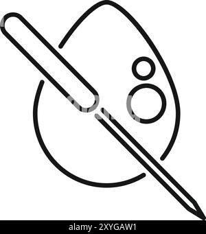 Cette icône minimale représente un équipement de laboratoire de test sanguin utilisant une aiguille et une goutte de sang Illustration de Vecteur