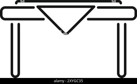 Icône vectorielle simple en noir et blanc représentant une table rectangulaire recouverte d'une nappe, symbolisant le mobilier de maison et le design d'intérieur Illustration de Vecteur