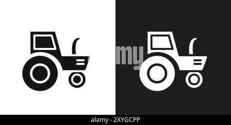 Contour de vecteur de signe de logo d'icône de tracteur en couleur noir et blanc Illustration de Vecteur