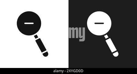 Zoom arrière icône logo signe vectoriel contour en noir et blanc Illustration de Vecteur