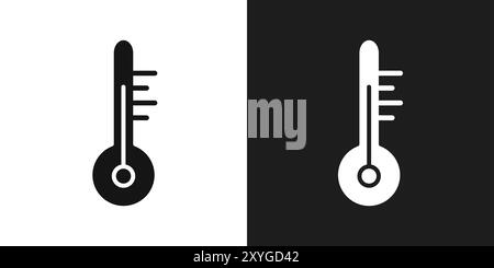 Contour de vecteur de signe de logo d'icône de température en noir et blanc Illustration de Vecteur