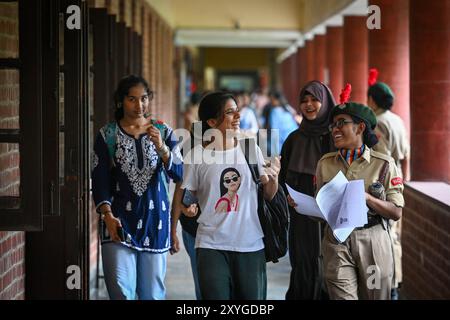 New Delhi, Inde. 29 août 2024. NEW DELHI, INDE - AOÛT 29 : étudiants à Miranda House alors que la nouvelle session de l'Université de Delhi commence à partir d'aujourd'hui au Campus Nord le 29 août 2024 à New Delhi, Inde. (Photo de Sanchit Khanna/Hindustan Times/Sipa USA) crédit : Sipa USA/Alamy Live News Banque D'Images