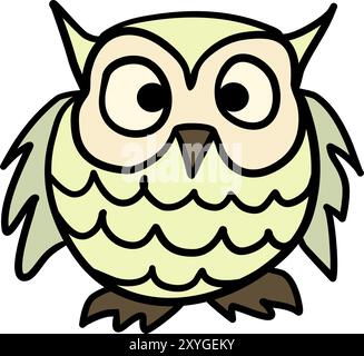 Oiseau hibou dans l'illustration vectorielle de style doodle Illustration de Vecteur