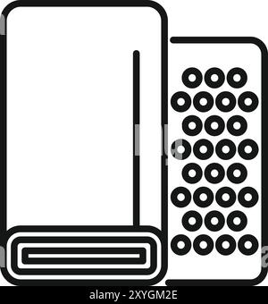 Icône d'un purificateur d'air moderne avec filtre en tissu, nettoyant et rafraîchissant l'air dans une pièce Illustration de Vecteur