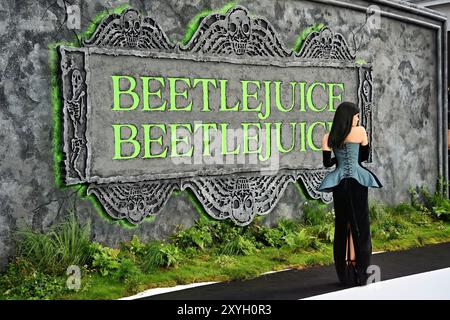 LONDRES, ROYAUME-UNI. 29 août 2024. Jenna Ortega participe à Beetlejuice Beetlejuice - première britannique au Cineworld Cinema - Londres Leicester Square, Londres, Royaume-Uni. ( Credit : Voir Li/Picture Capital/Alamy Live News Banque D'Images