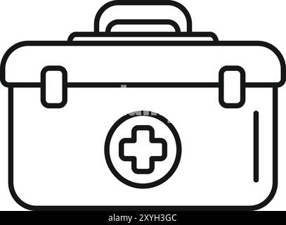 Icône de trousse de premiers soins dans un style de contour illustrant le concept d'aide et de soins de santé Illustration de Vecteur
