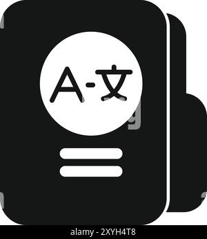 Icône de glyphe noir représentant un dictionnaire électronique pour la traduction de langue Illustration de Vecteur