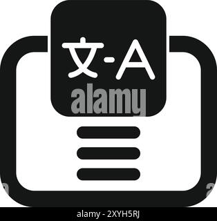 Icône de glyphe noir pour un service de traduction numérique, montrant les caractères chinois et latins Illustration de Vecteur
