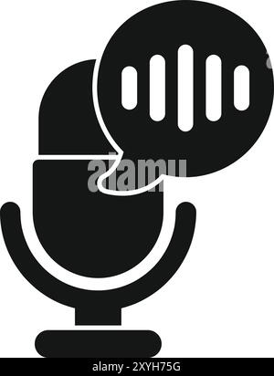 Icône de glyphe noir représentant un microphone de studio enregistrant une onde sonore audio Illustration de Vecteur
