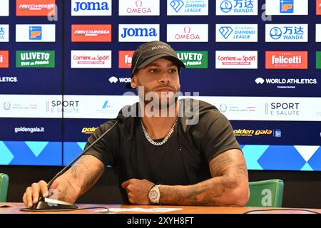 Stadio Olimpico, Rome, Italie. 29 août 2024. 2024 Conférence de presse Rome Golden Gala Diamond League Athletics ; Marcell Jacobs 100m MEN crédit : action plus Sports/Alamy Live News Banque D'Images