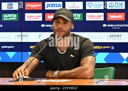 Stadio Olimpico, Rome, Italie. 29 août 2024. 2024 Conférence de presse Rome Golden Gala Diamond League Athletics ; Marcell Jacobs 100m MEN crédit : action plus Sports/Alamy Live News Banque D'Images