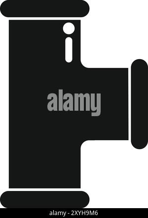 Icône vectorielle simple d'une pièce de plomberie, un connecteur de tuyau en T avec trois ouvertures, isolé sur blanc Illustration de Vecteur